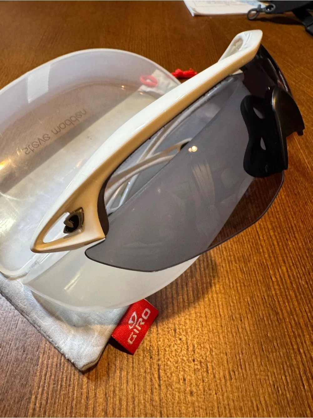 White  wraparound sport sunglasses